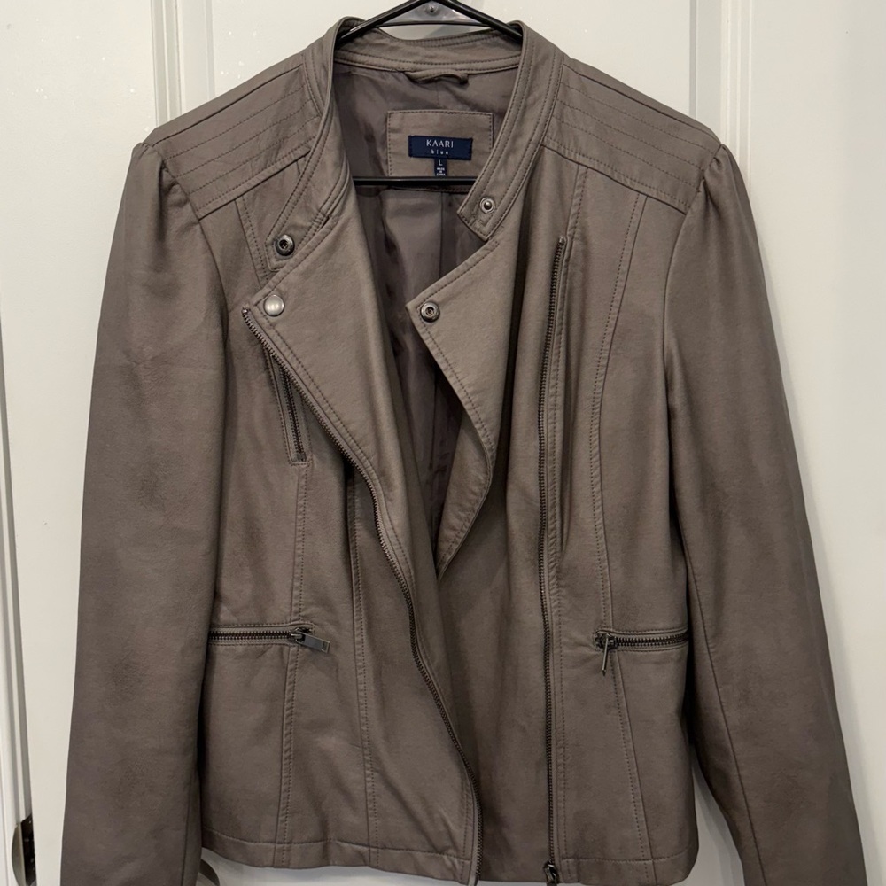 Kaari Blue Women's Leather Jacket in Taupe